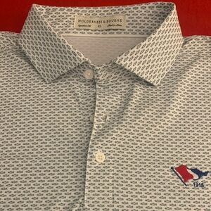 HOLDERNESS & BOURNE SS Fish Print Blended Poly Golf Polo